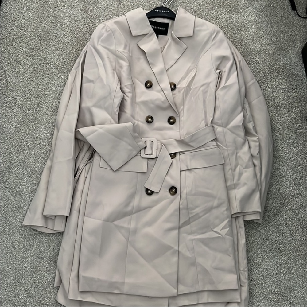 Beige Double Breasted Belted Blazer Dress - Picture 7 of 7